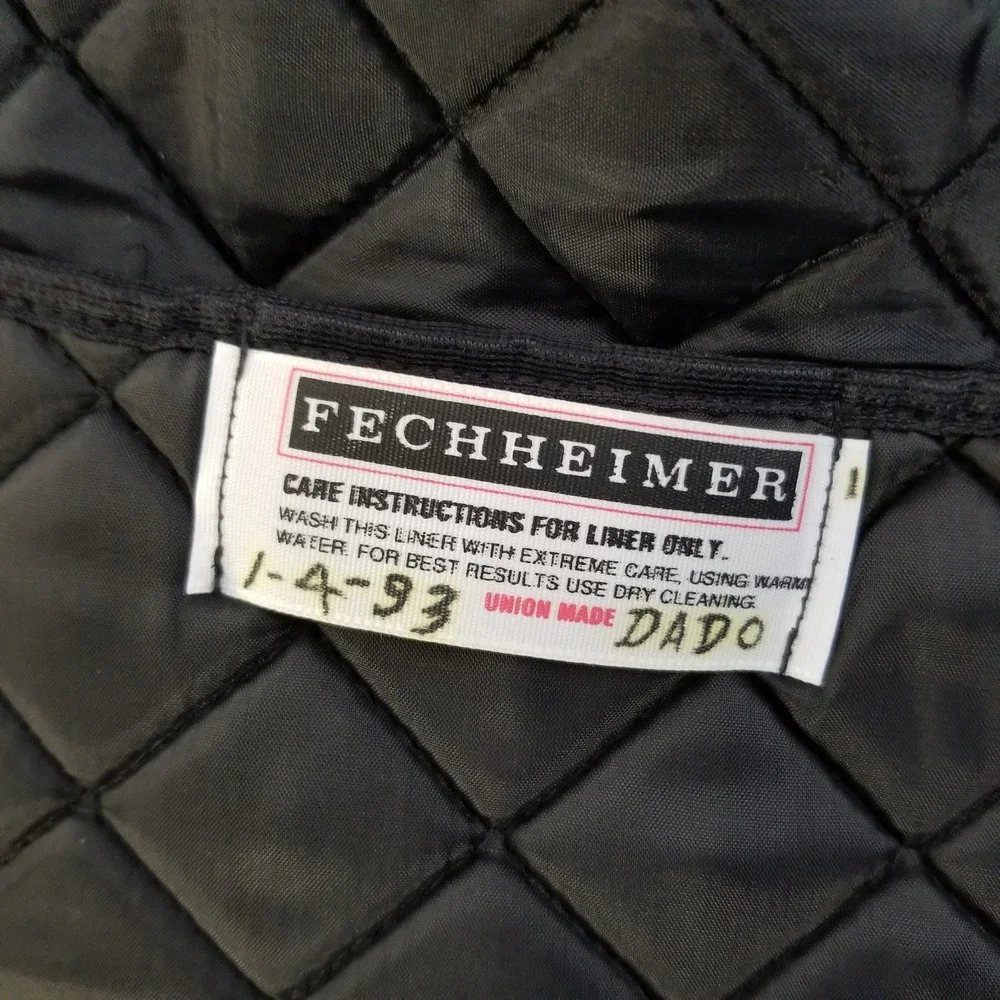 Fechheimer Jacket Mens 44R Black Faux Fur‎ Collar Protector Lined Union Made
